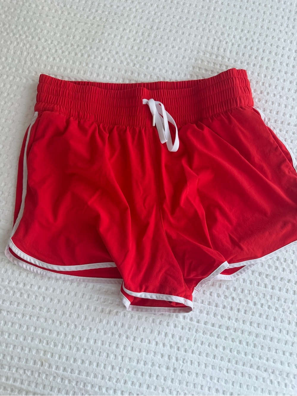 Athleta Red Athletic Shorts with White Trim